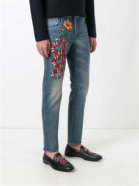 gucci denim jeans embroidered